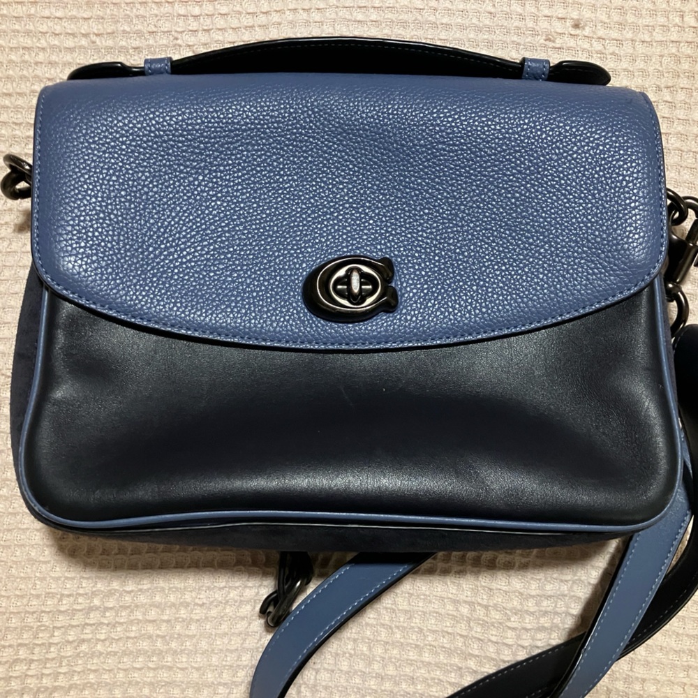 Coach Black and Blue Leather Crossbody Bag